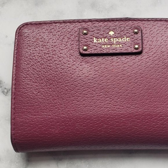 Vintage Purple Burgundy Kate Spade New York Bifold Compact Wallet - Picture 11 of 14